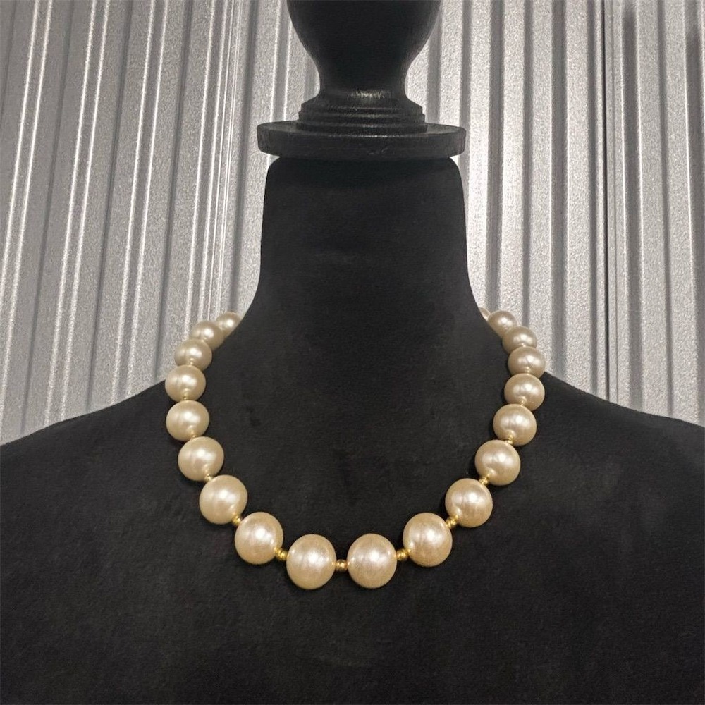 Vintage Napier Gold-Toned Faux Pearl Choker Necklace Women's Signed - Picture 6 of 13